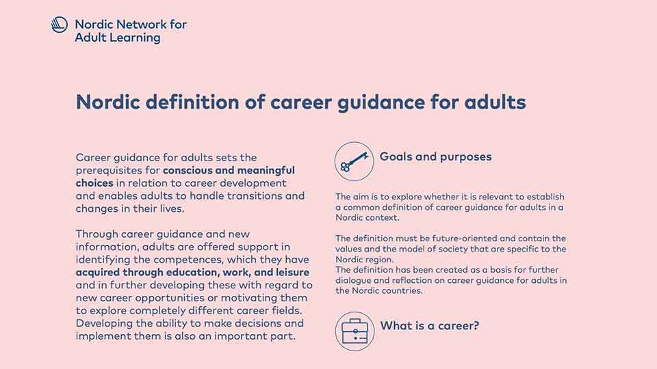 Nordic definition of career guidance for adults Nordic definition of career guidance for adults