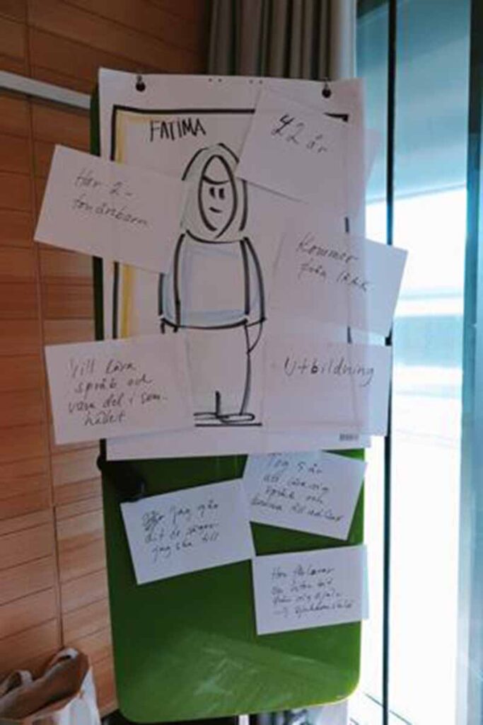 På en workshop fick deltagarna hjälpa 42-åriga Fatima från Irak att hitta ett jobb.