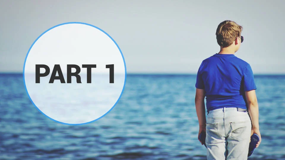 piaac-cycle-one-in-the-nordic-countries-part-one Young boy in a blue shirt standing by the sea, looking into the distance with 'PART 1' text overlaid in a circle.